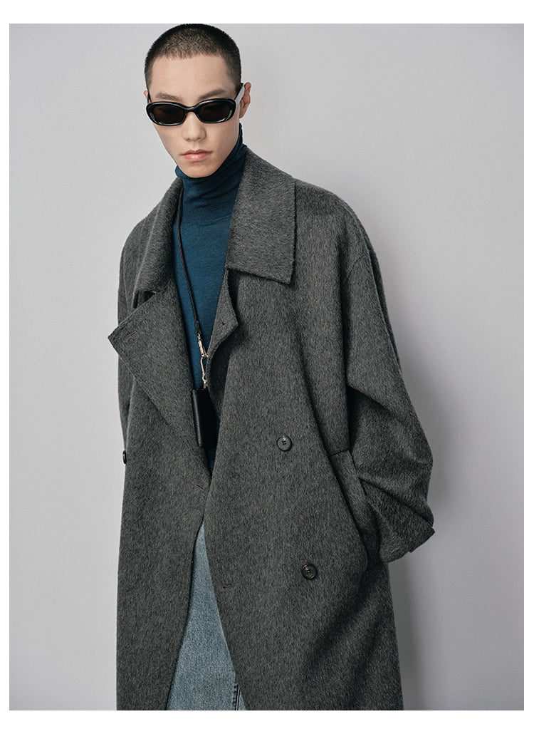 Double-Breasted Small Lapel Double-Faced Wool Coat