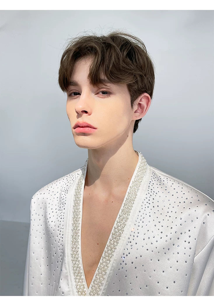 Ivory Constellation Crystal Satin Shirt