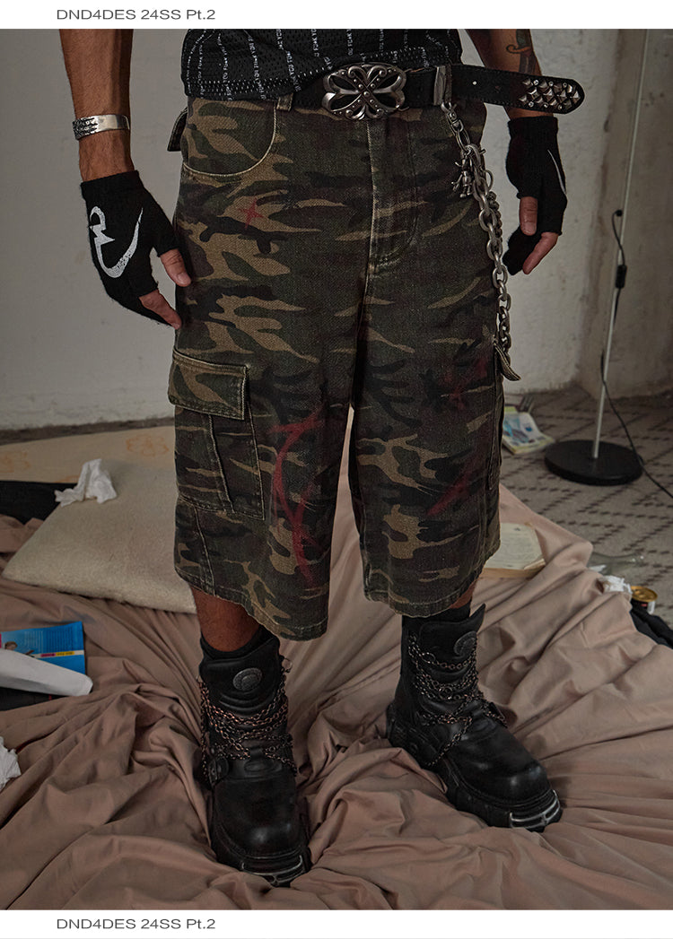 Tactical Washed Camouflage Shorts