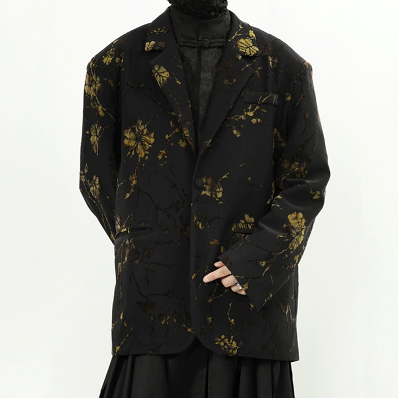 Black Gold Floral Blazer Jacket