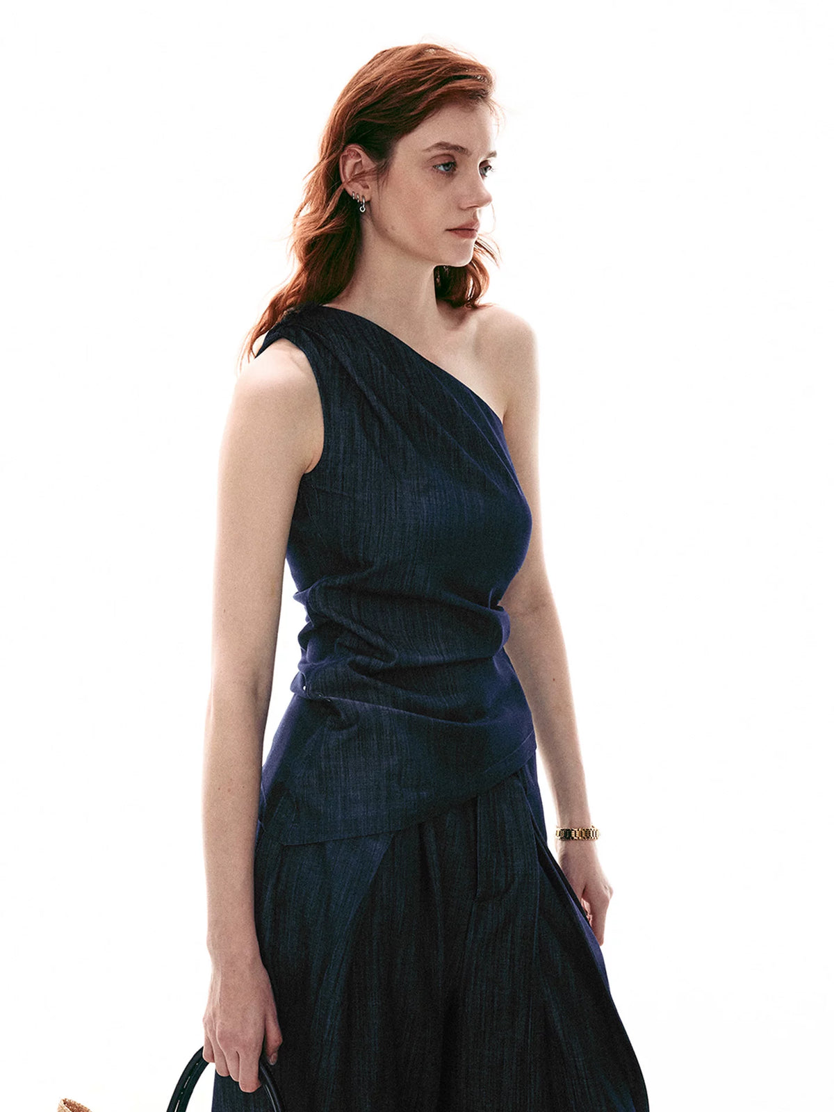Midnight Meridian One-Shoulder Draped Top
