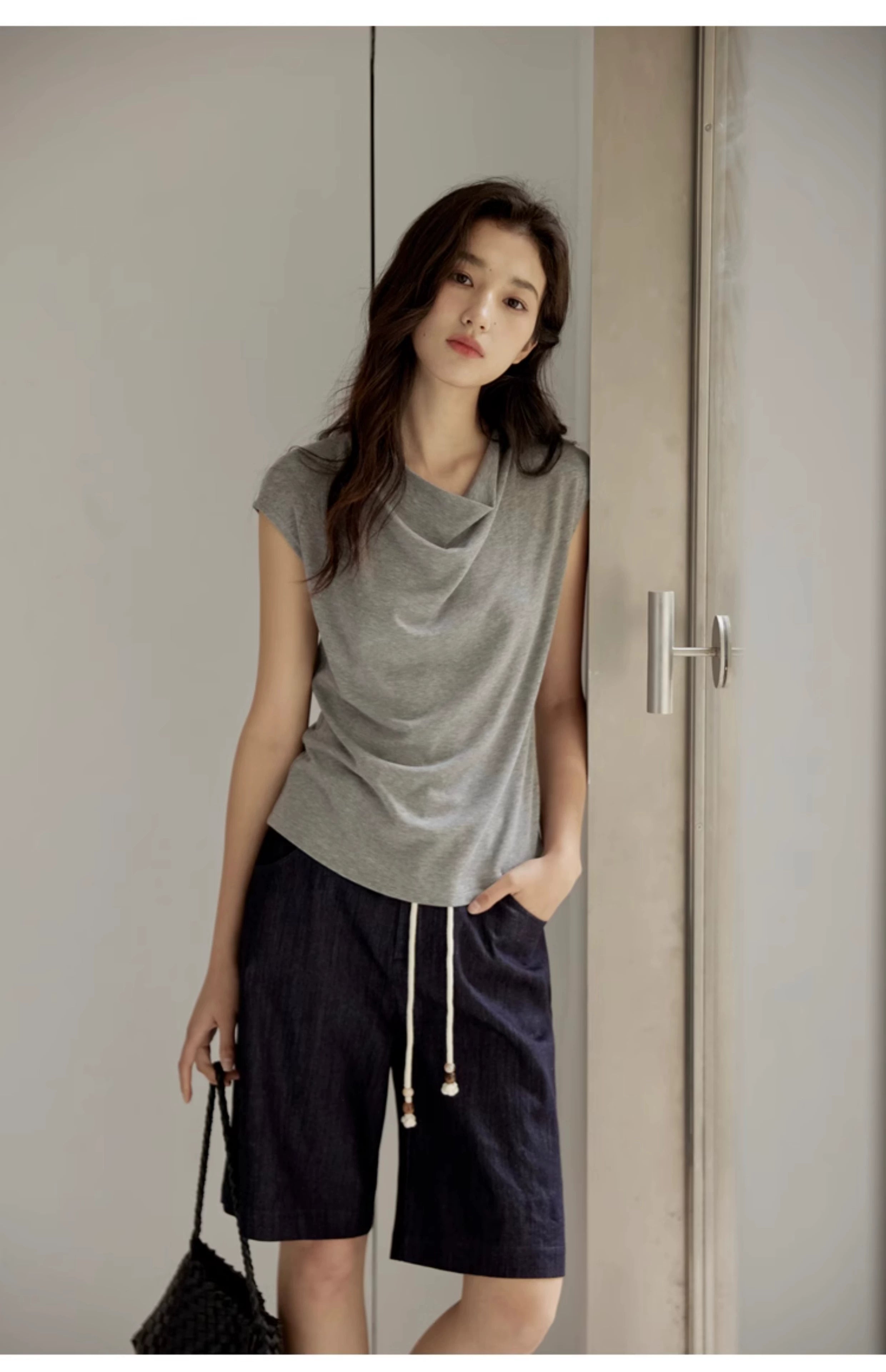 Cowl Neck Cap Sleeve Top