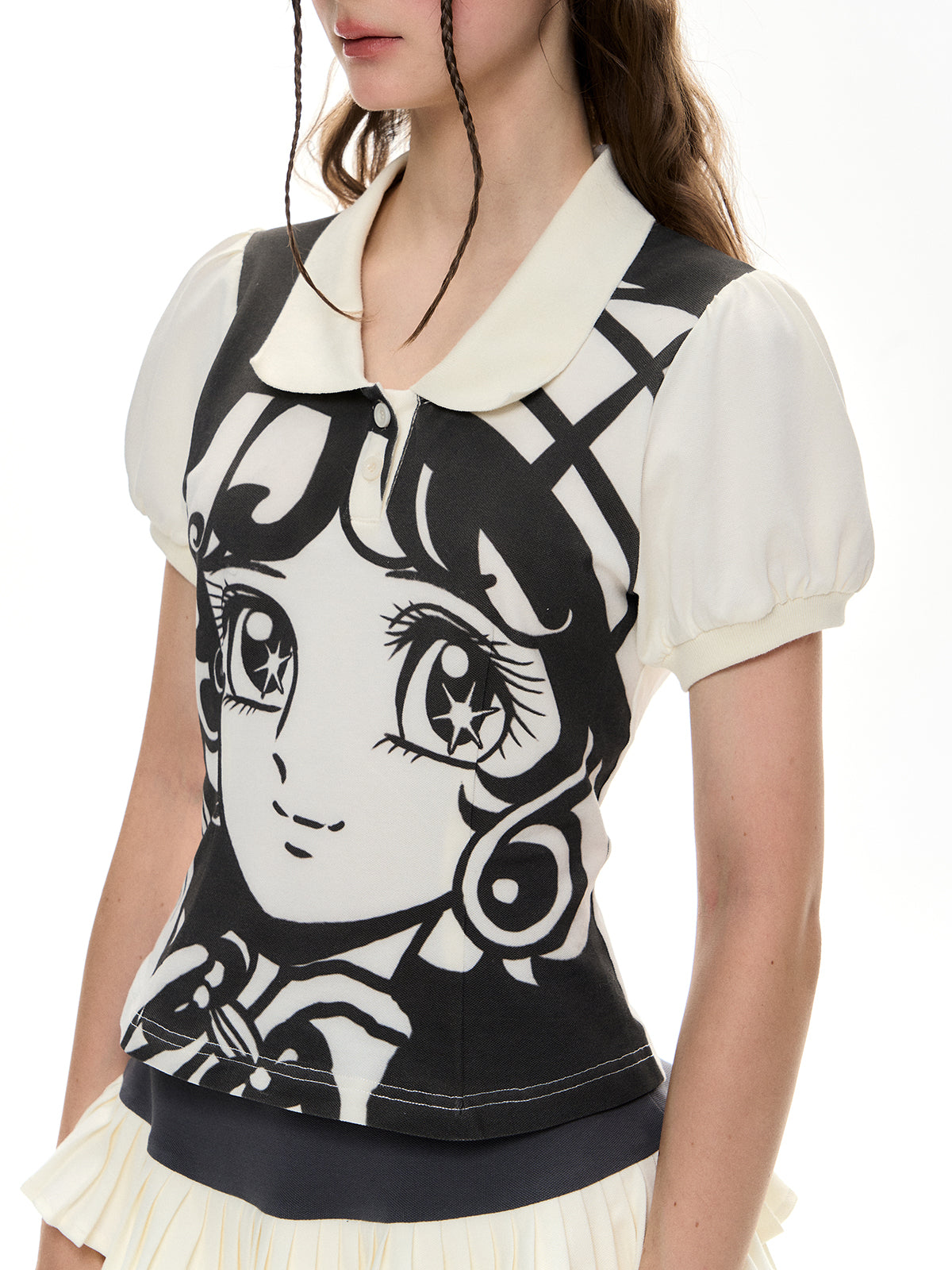 Anime-Inspired Polo & Pleated Skirt Set