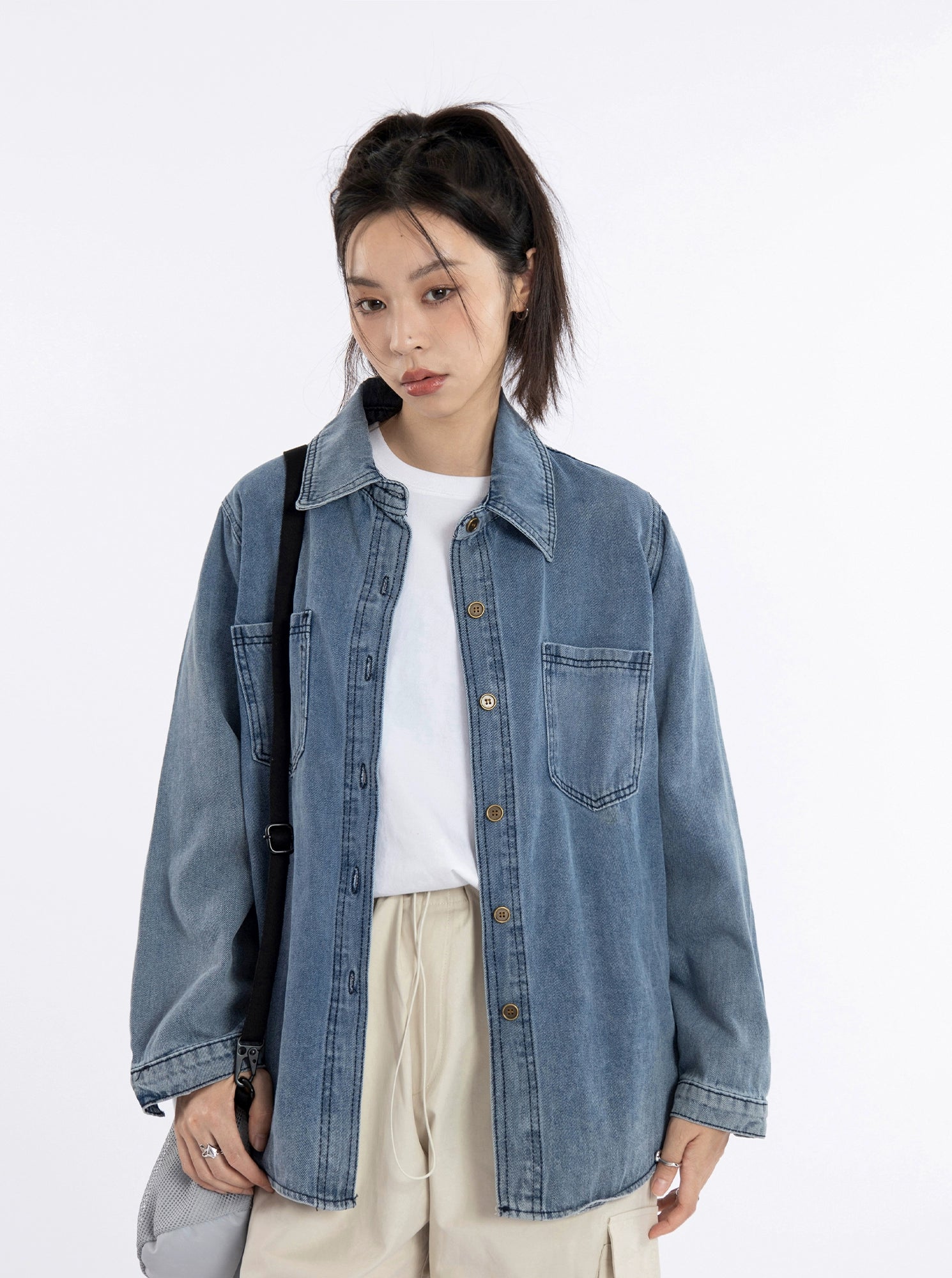 Vintage Dark Blue Denim Shirt Jacket