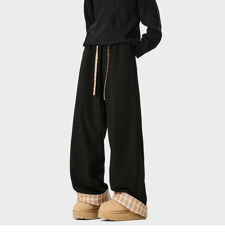 Check Cuff Corduroy Trousers