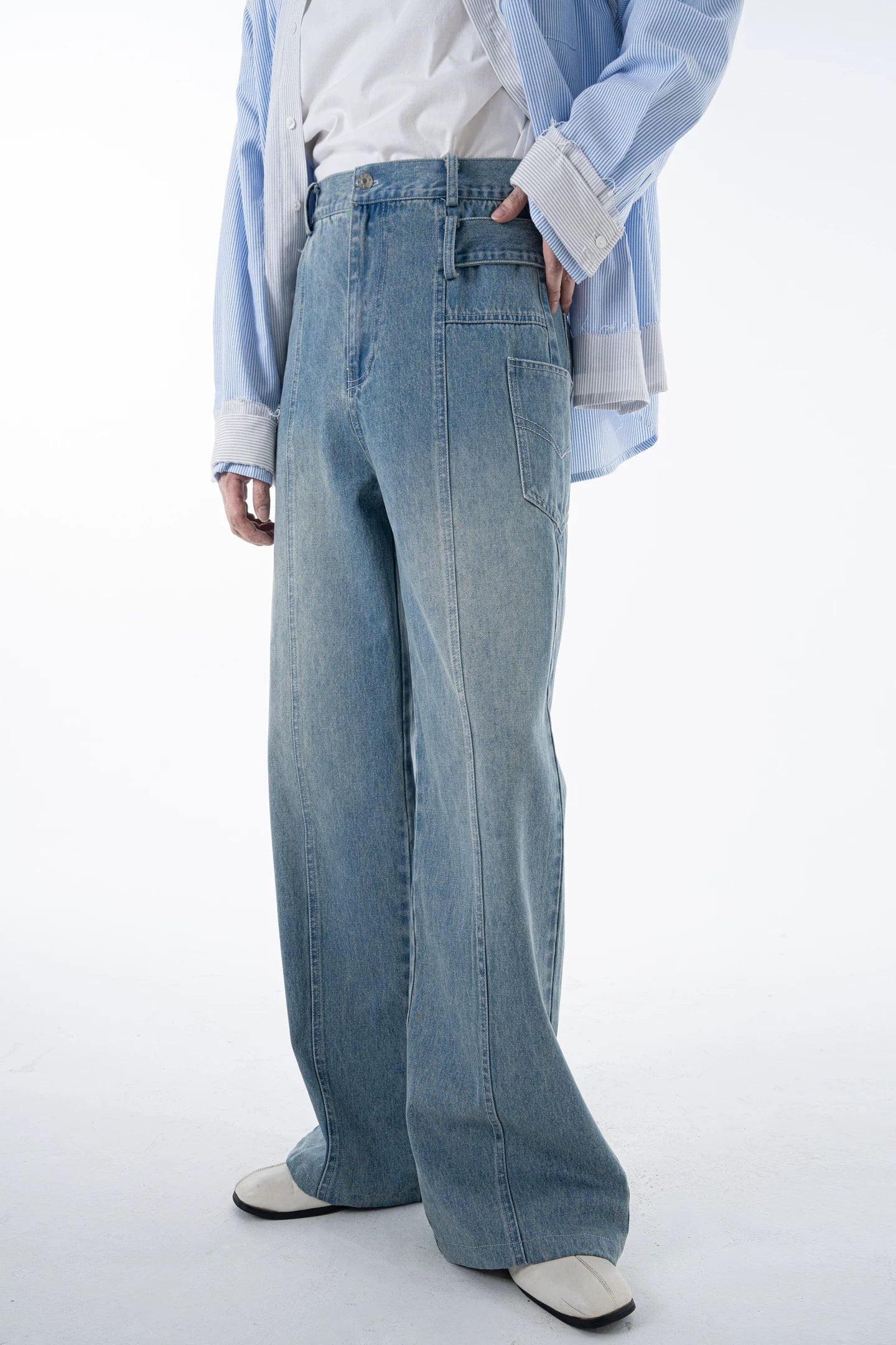 Skyline Panel Wide‑Leg Jeans