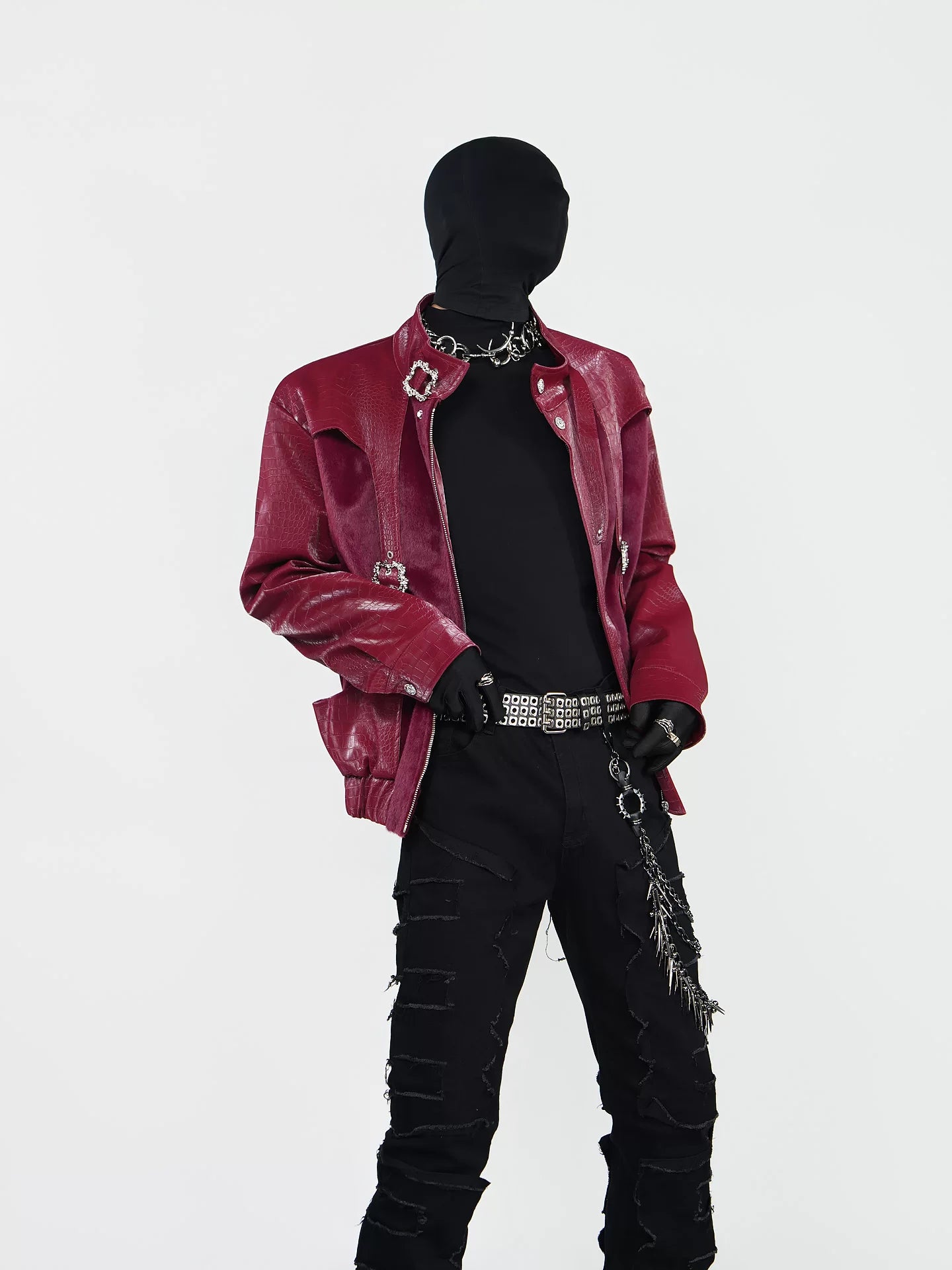 Crimson Reliquary Buckle-Harness Croc Jacket
