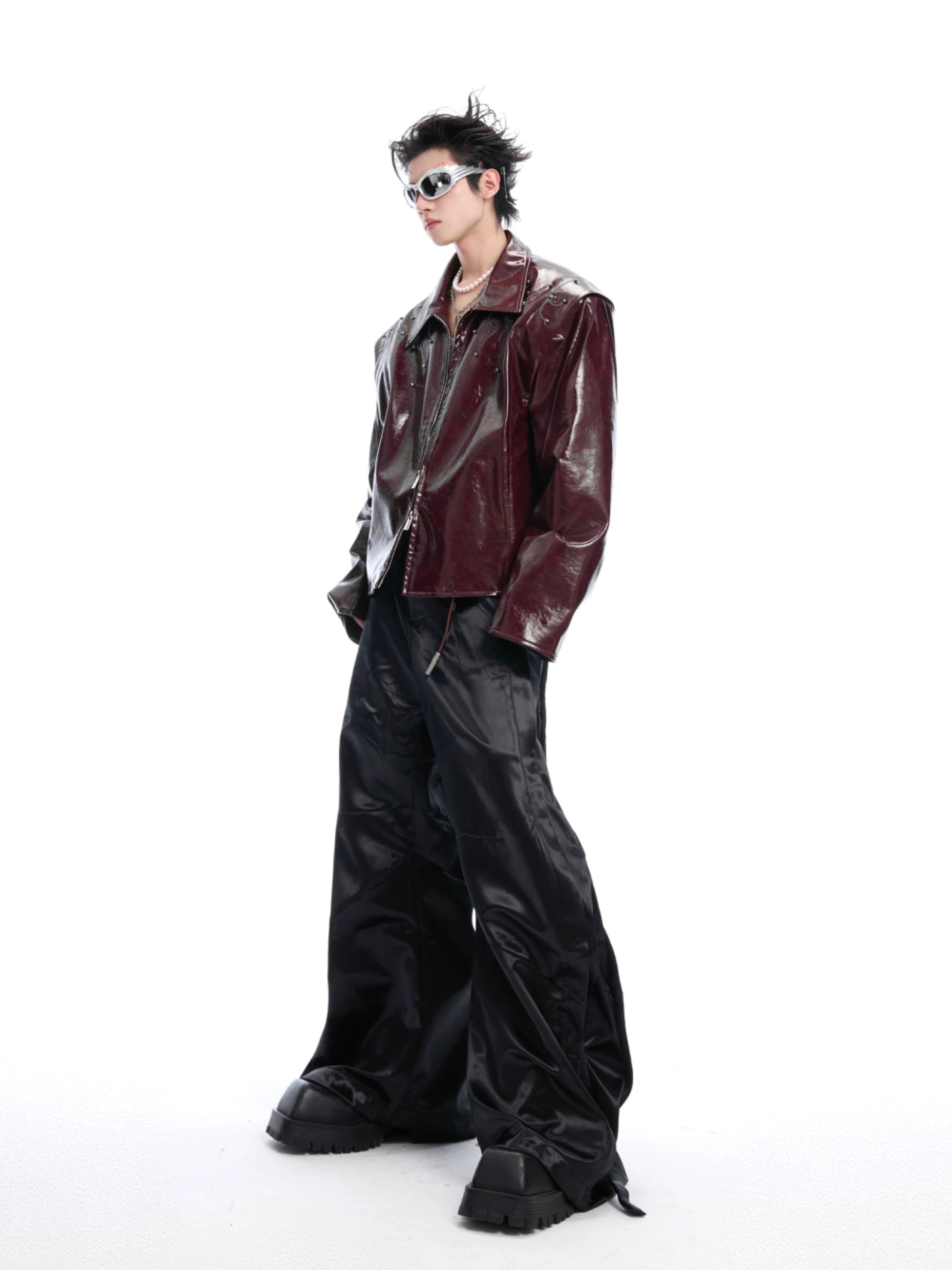 Rivet Embroidered Glossy Jacket