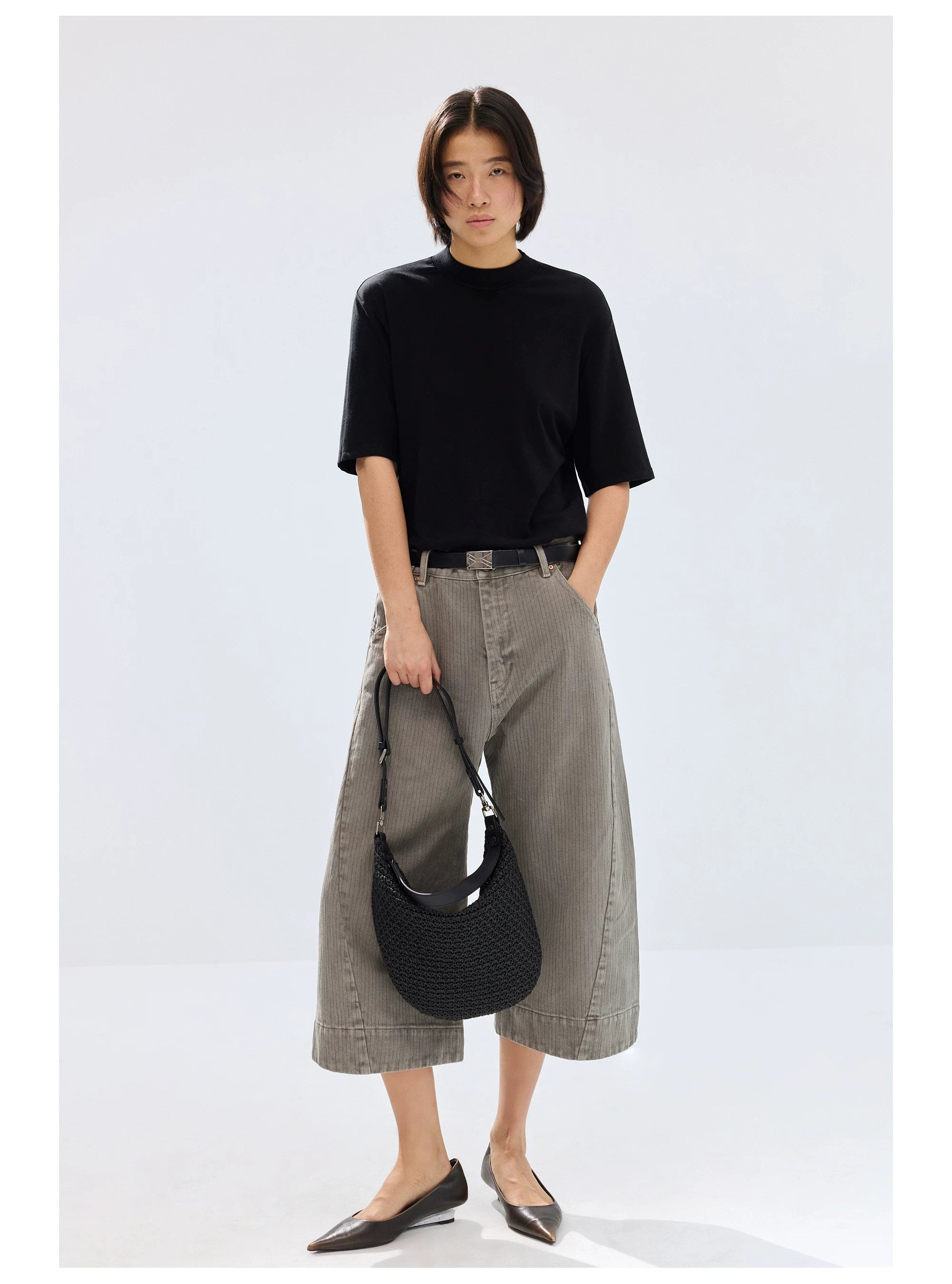 Black Woven Shoulder Bag