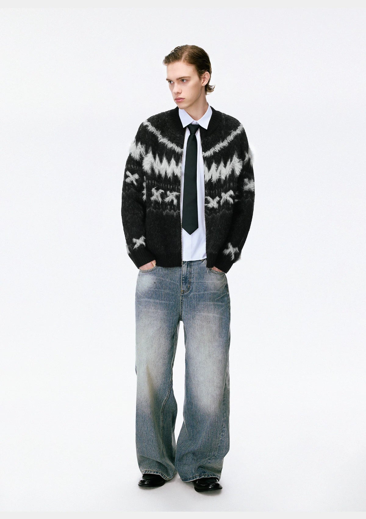 Nordic Frost Zip Knit Cardigan