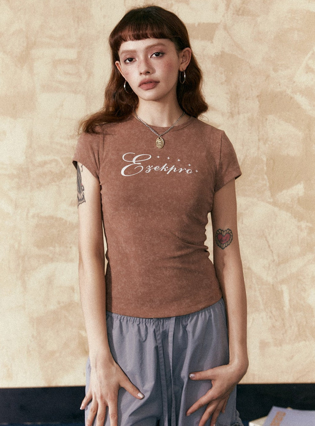 Brown And Grey Short Sleeve Small T-Shirt - chiclara