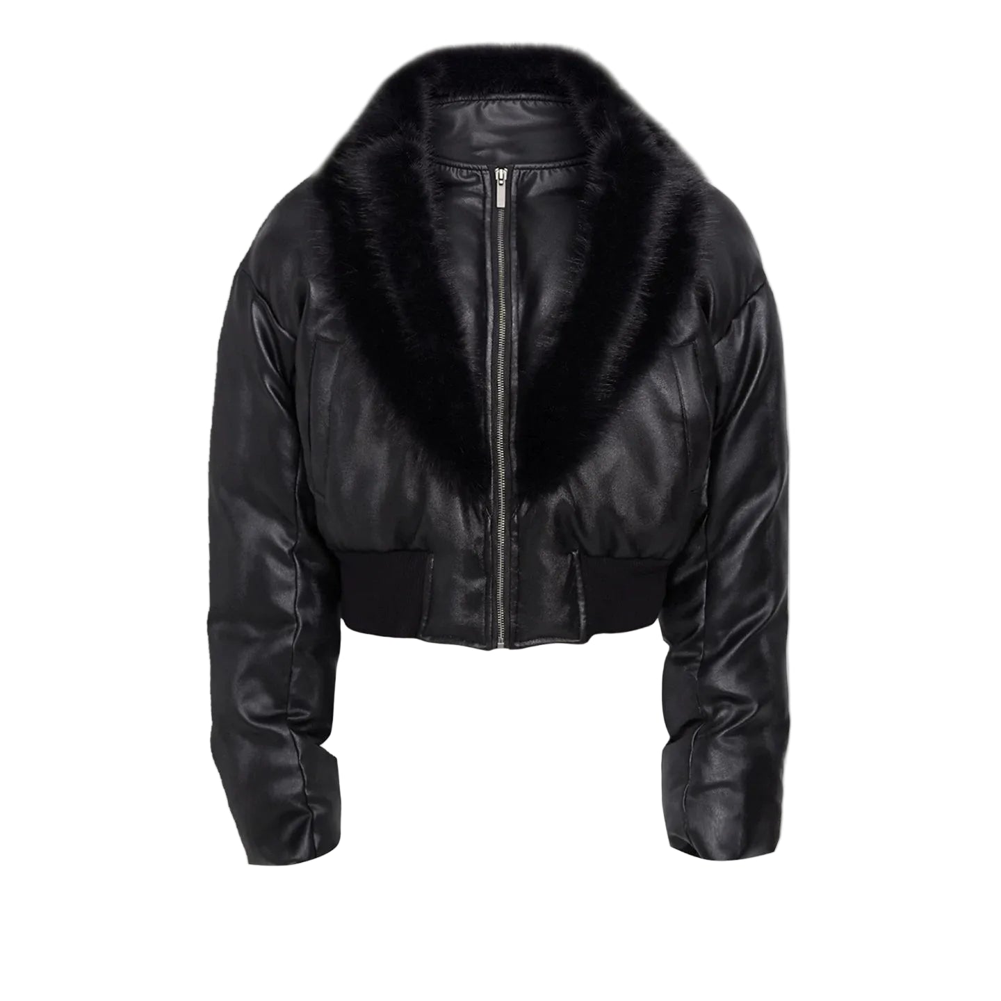 Nocturne Veil Fur-Collar Puffer Jacket