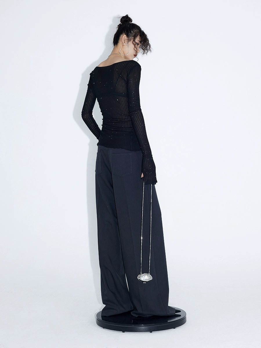 Galaxy Glint Ribbed Button Cardigan Top