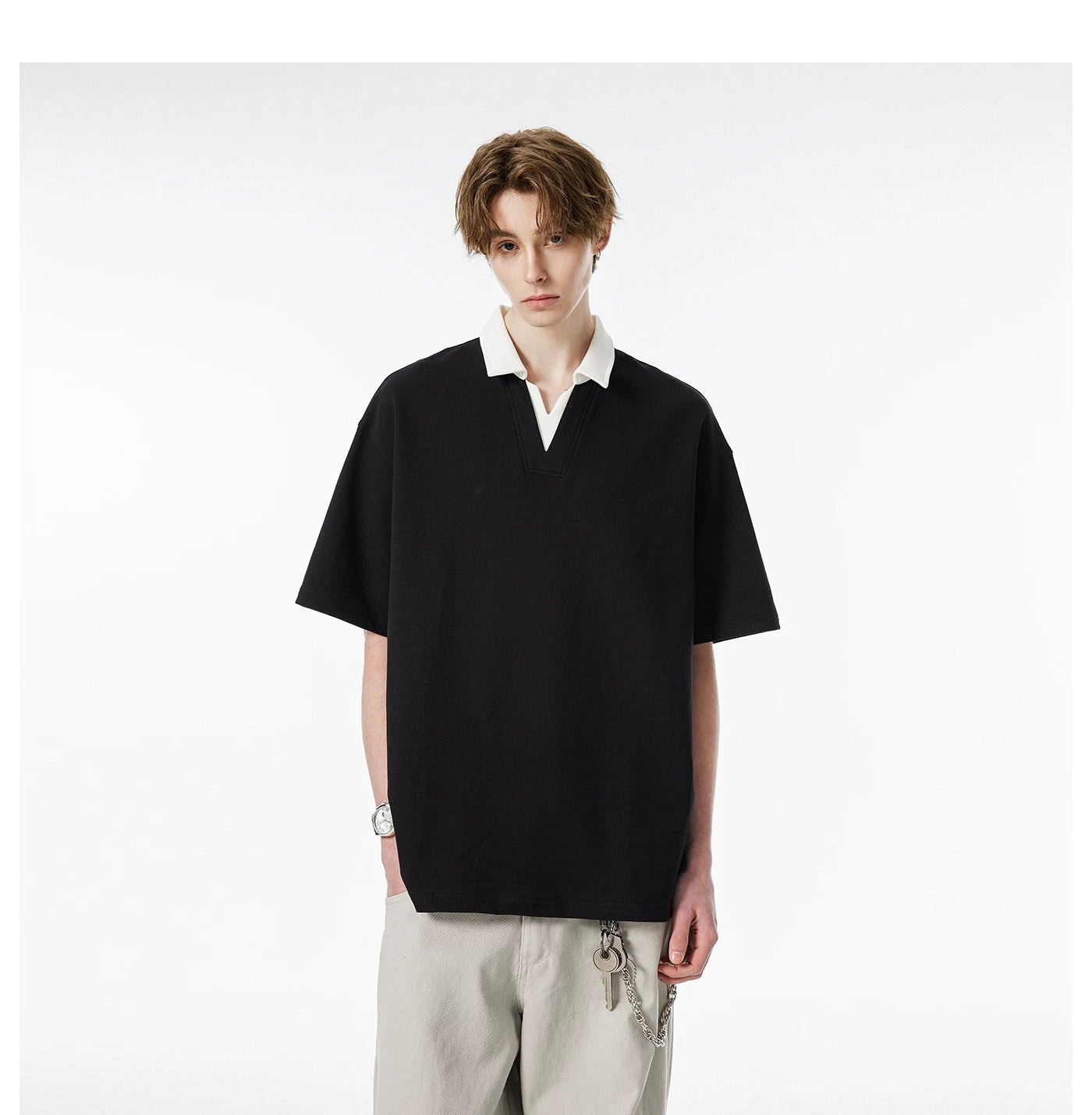 Contrast Collar Club Knit Polo Tee