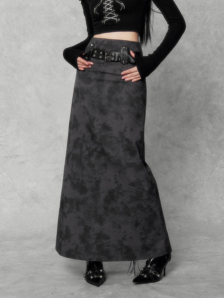 Gothic Buckle Maxi Skirt