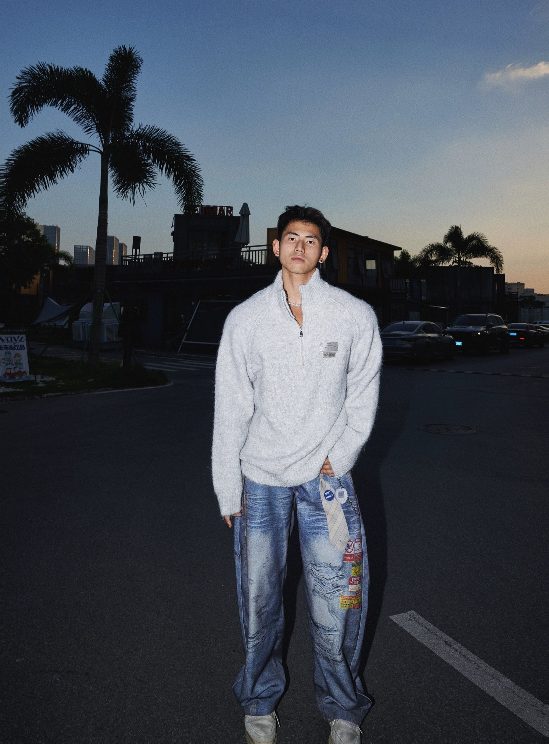 Arctic Mist Half-Zip Sweater