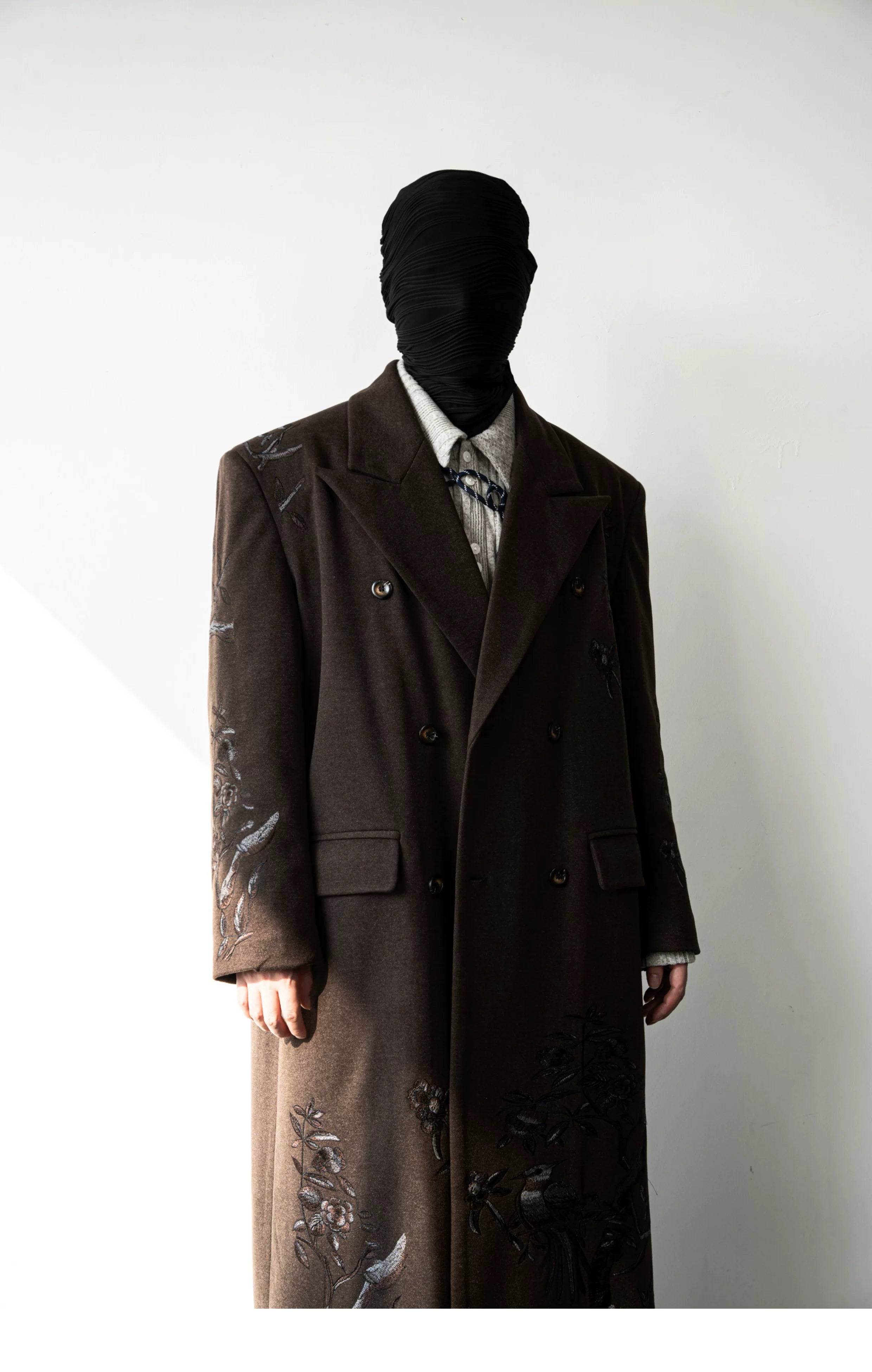 Nocturne Aviary Embroidered Wool Overcoat