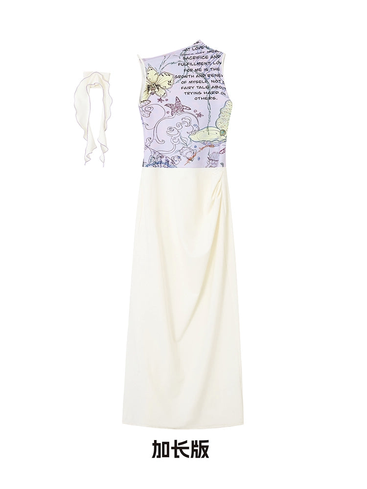 Lavender Print Two-Piece Maxi Dress