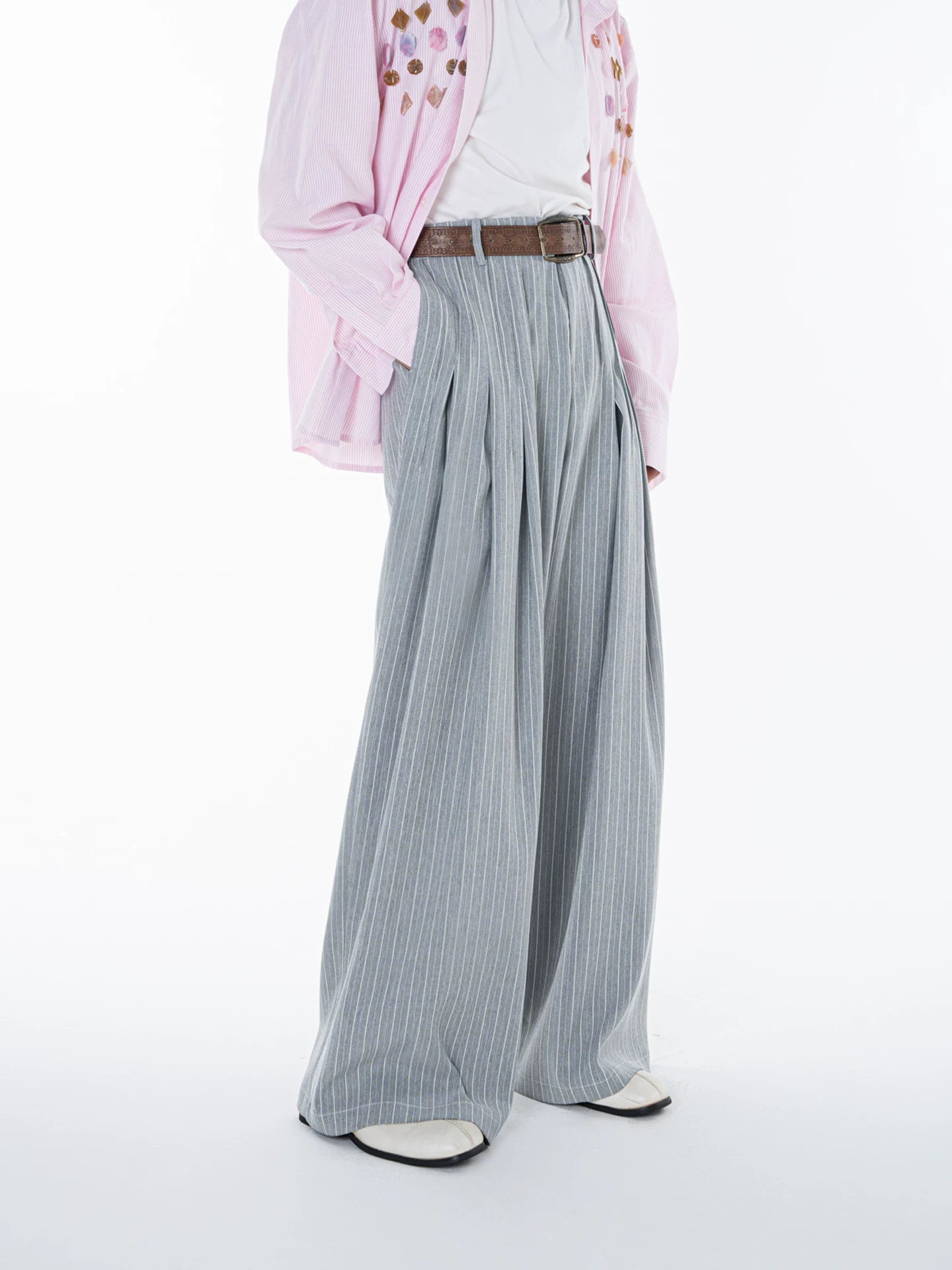 Cloudline Pleated Wide Stripe Trousers