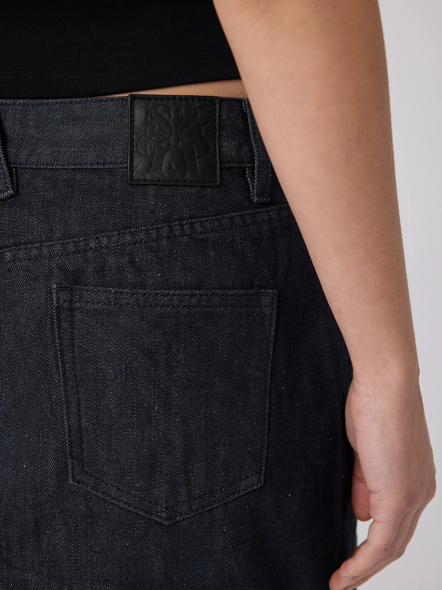 Black Denim Mini Skirt