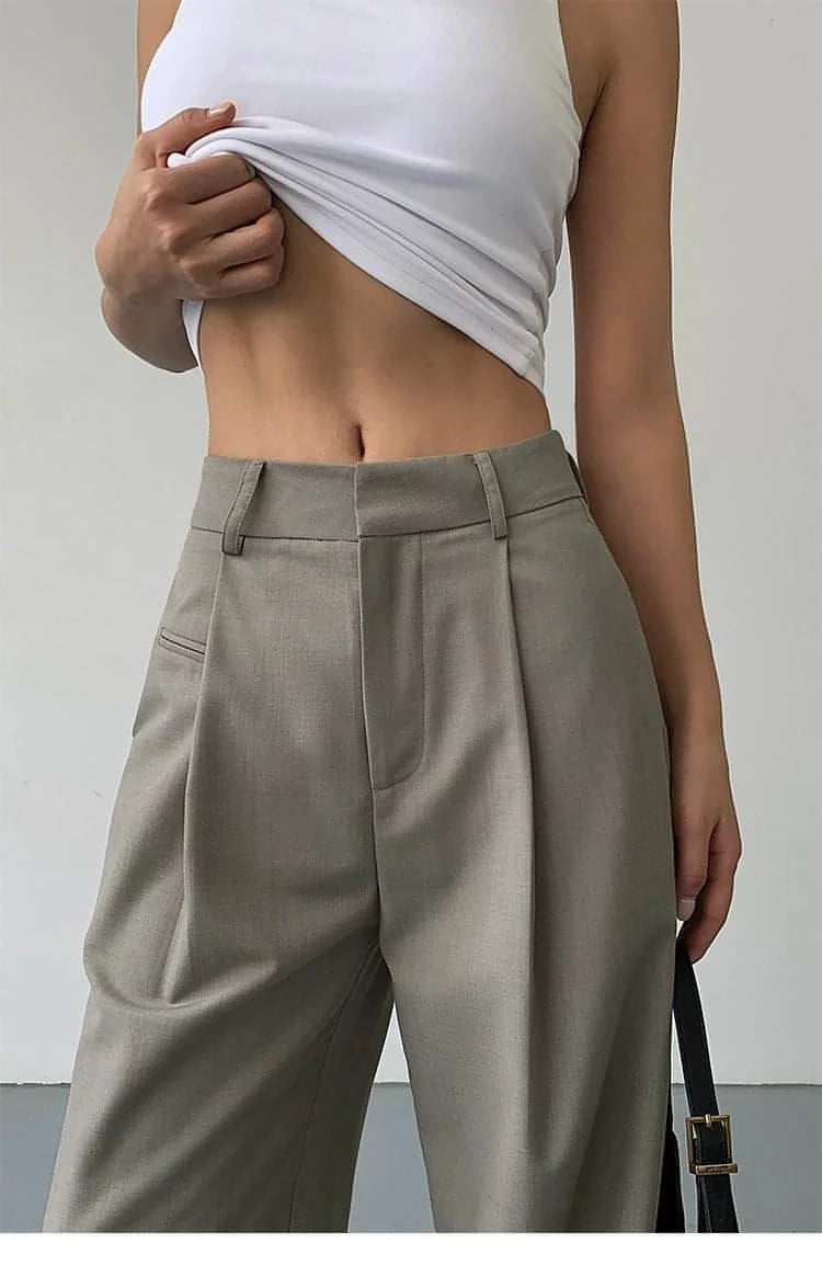 Drapey Wide-Leg Suit Trousers - chiclara