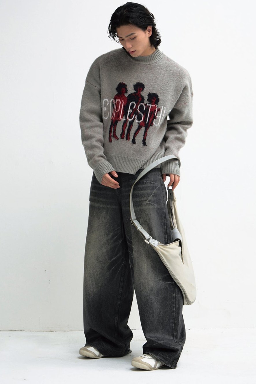 Men's Gray Casual Warm Pullover Sweater