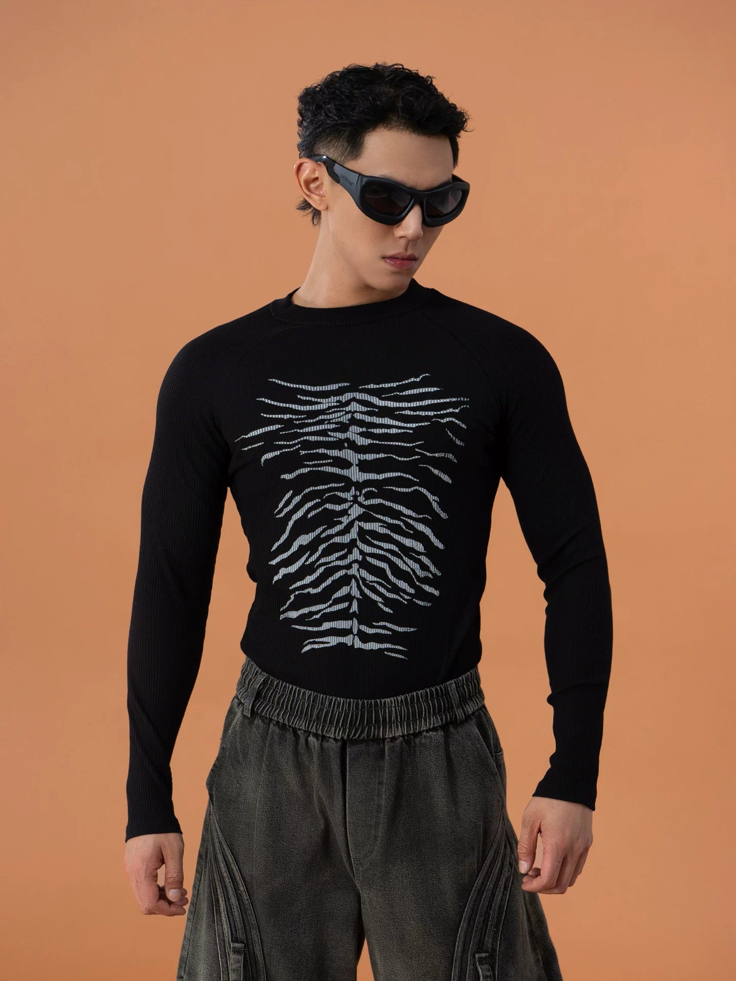Echo Spine Ribbed Graphic Knit Top