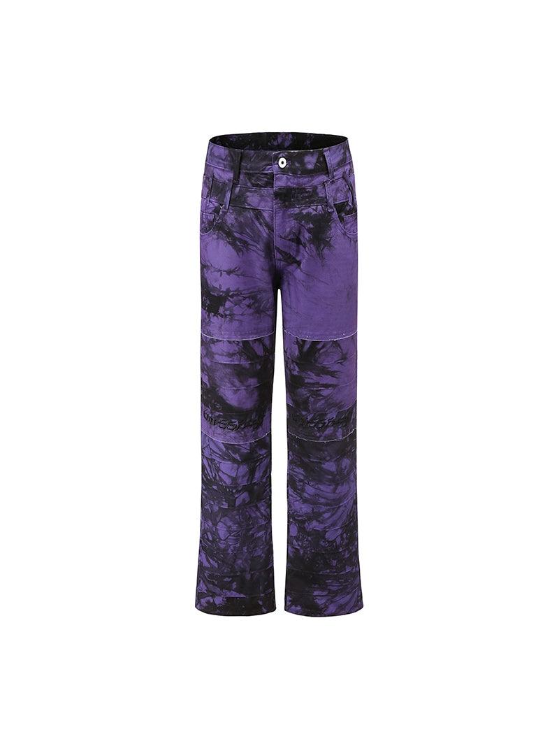 Purple Tie-Dye Wide-Leg Trousers - chiclara