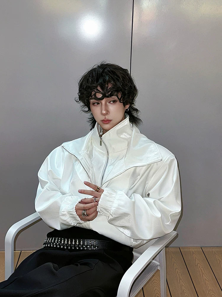 Nebula Gloss High-Collar Zip Jacket