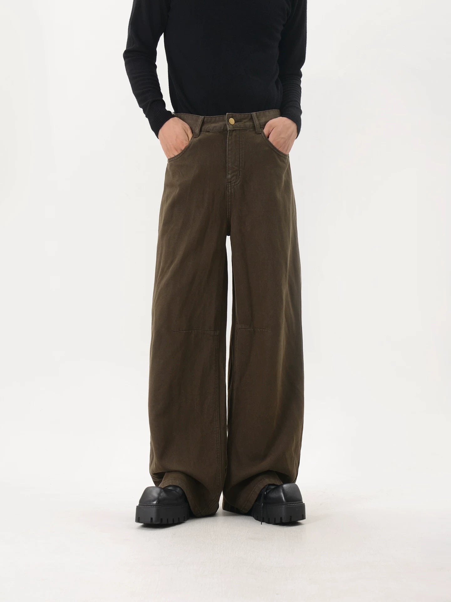 Washed American Retro Wide-Leg Pants