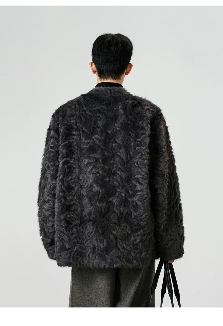Midnight Cloud Faux-Fur Cocoon Jacket