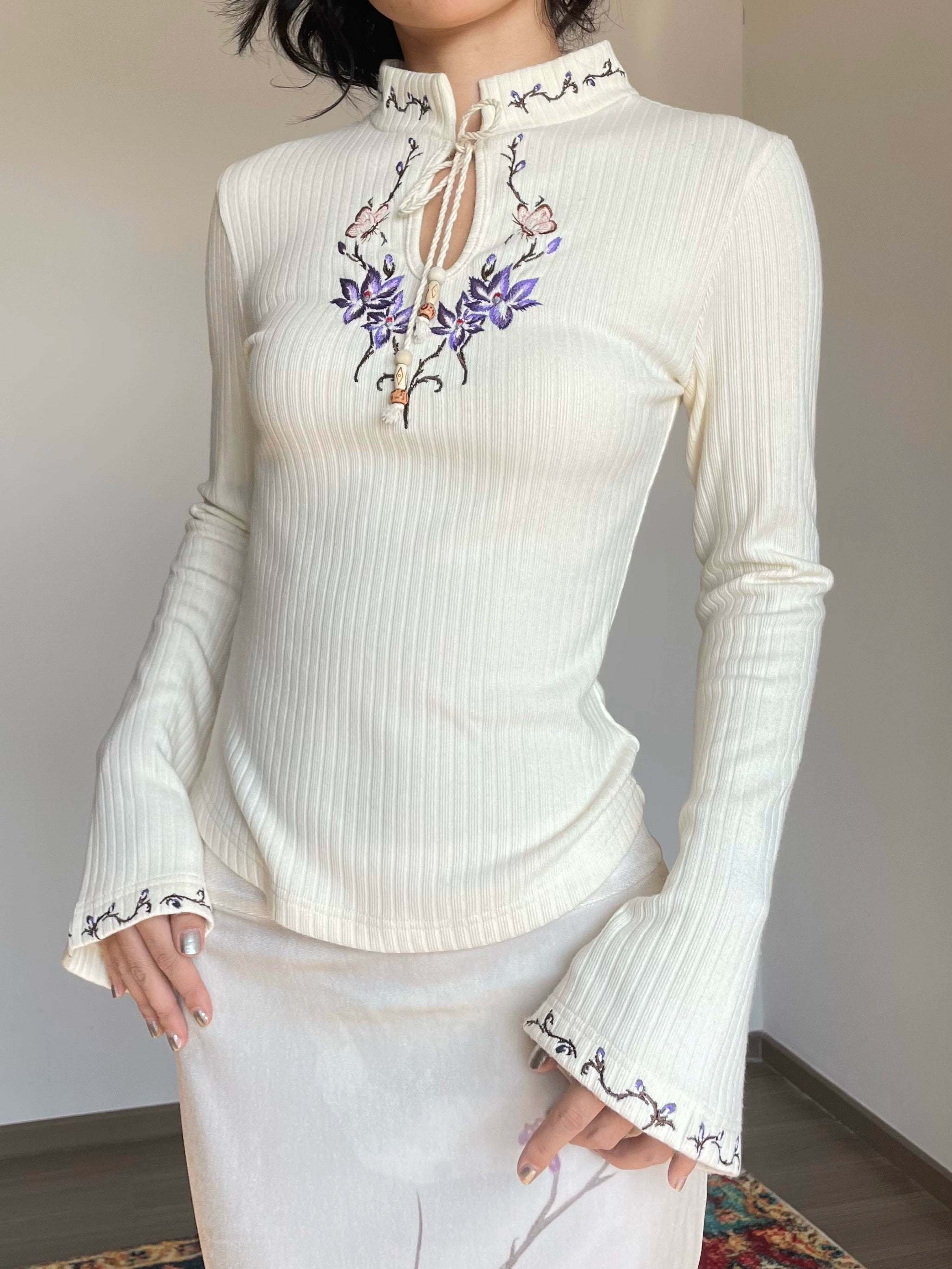 Floral Mandarin Sweater