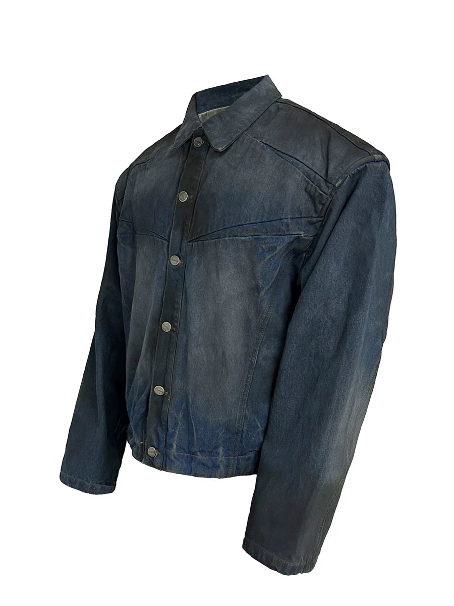 Faded Indigo Panelled Denim Trucker Jacket