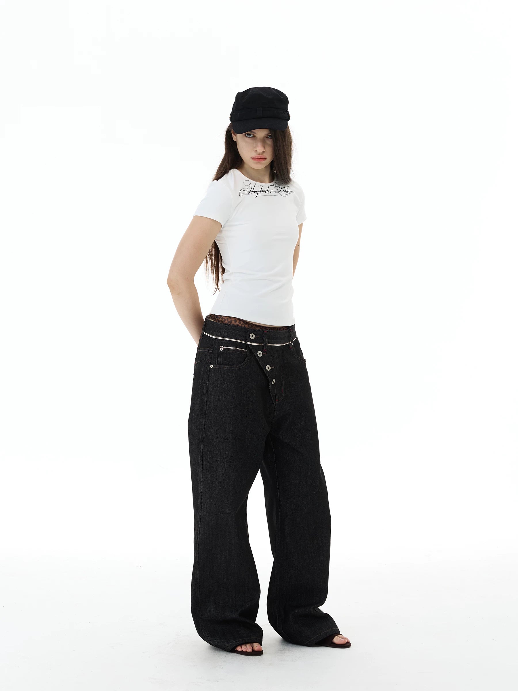 Orbit Placket Wide‑Leg Jeans