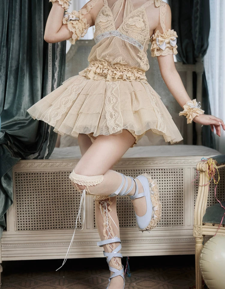 Layered Lace Tulle Mini Skirt