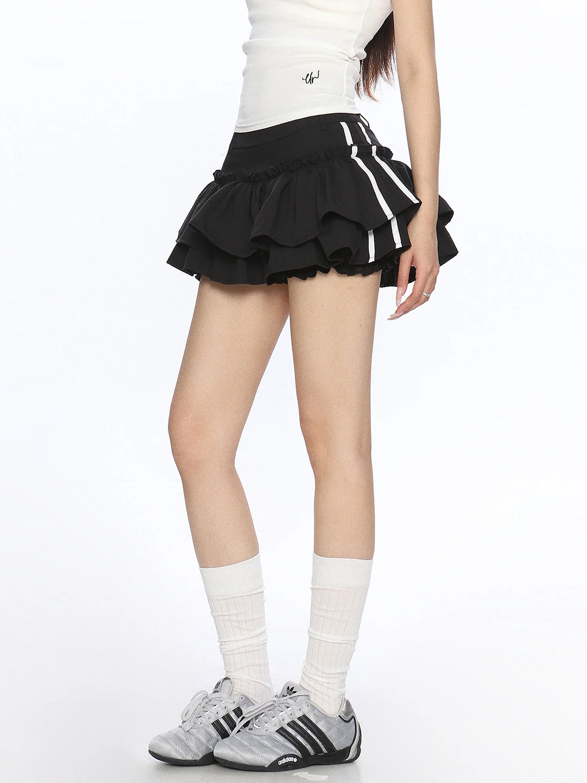 Varsity Ruffle Pleated Mini Skirt