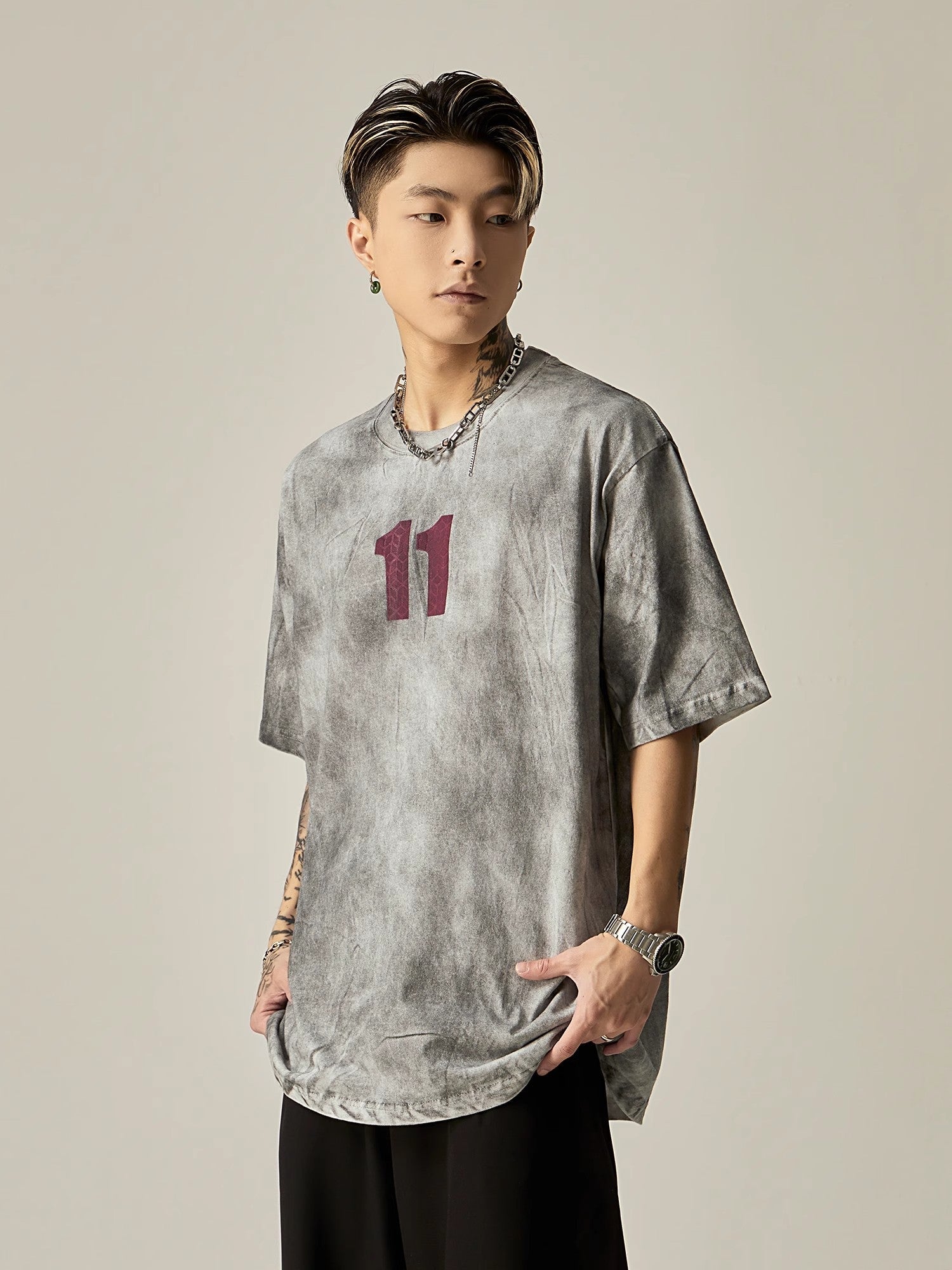 Vintage Eleven Acid Wash Oversized Tee