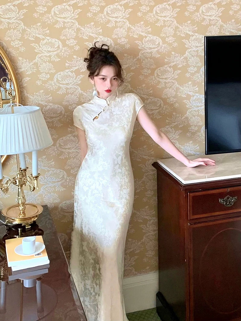 Brocade Cheongsam Qipao Maxi Dress