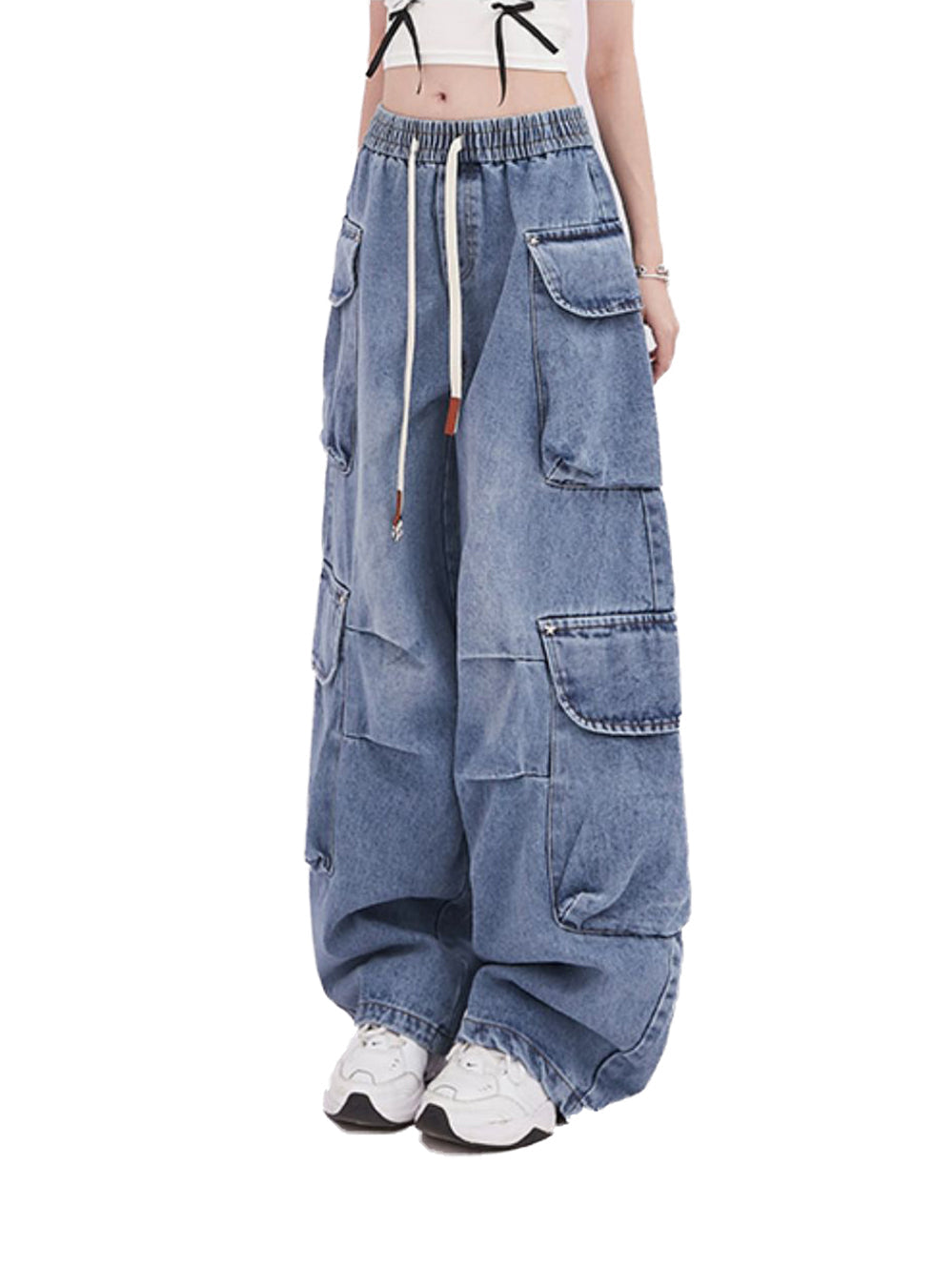 Multi-Pocket Design Straight Jeans - chiclara