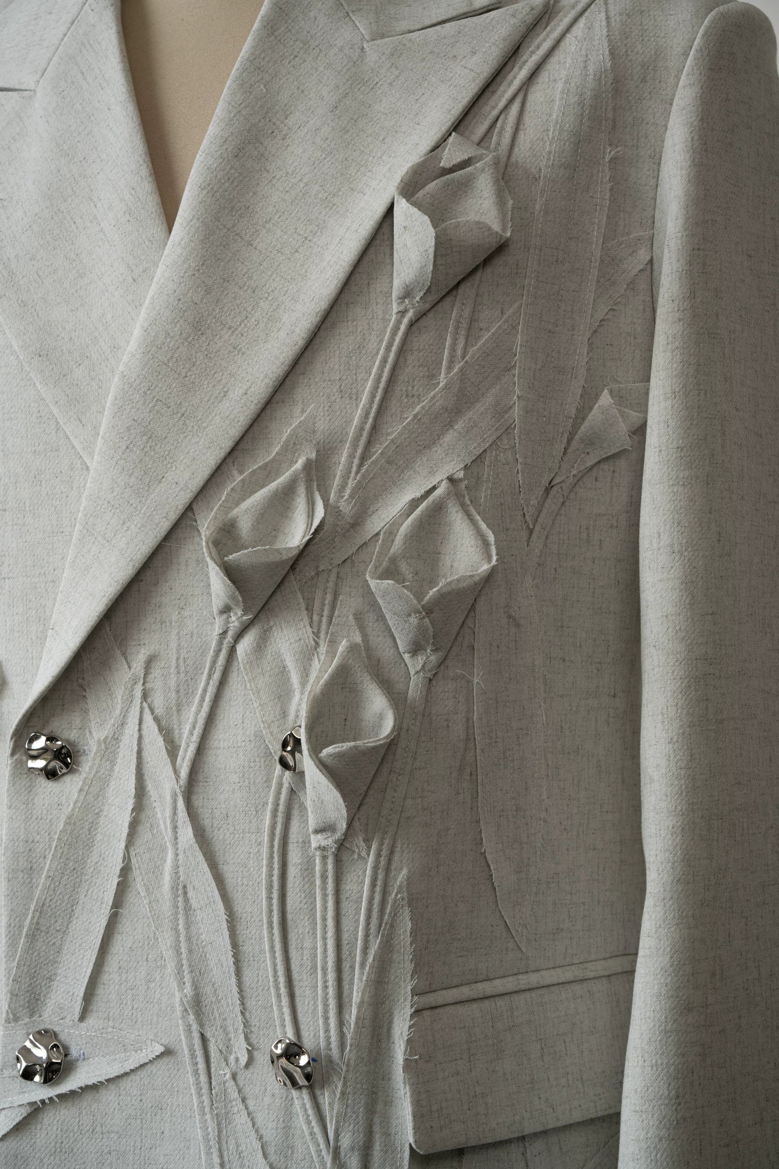 Ivory Bloom Sculpted Linen Blazer