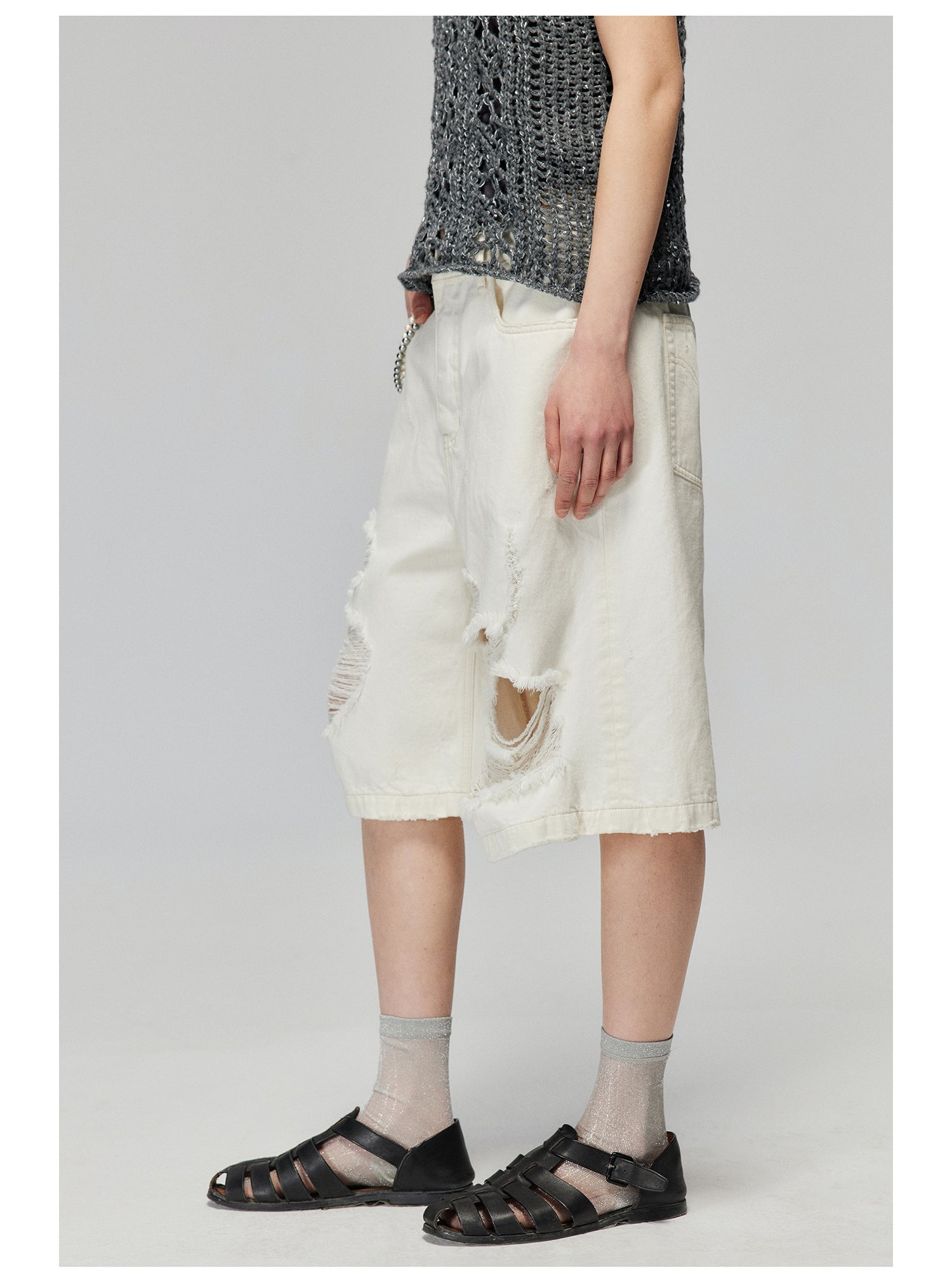 Distressed Denim Culottes