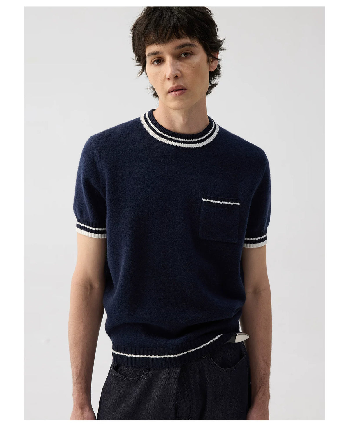 Camden Contrast-Trim Pocket Knit Tee