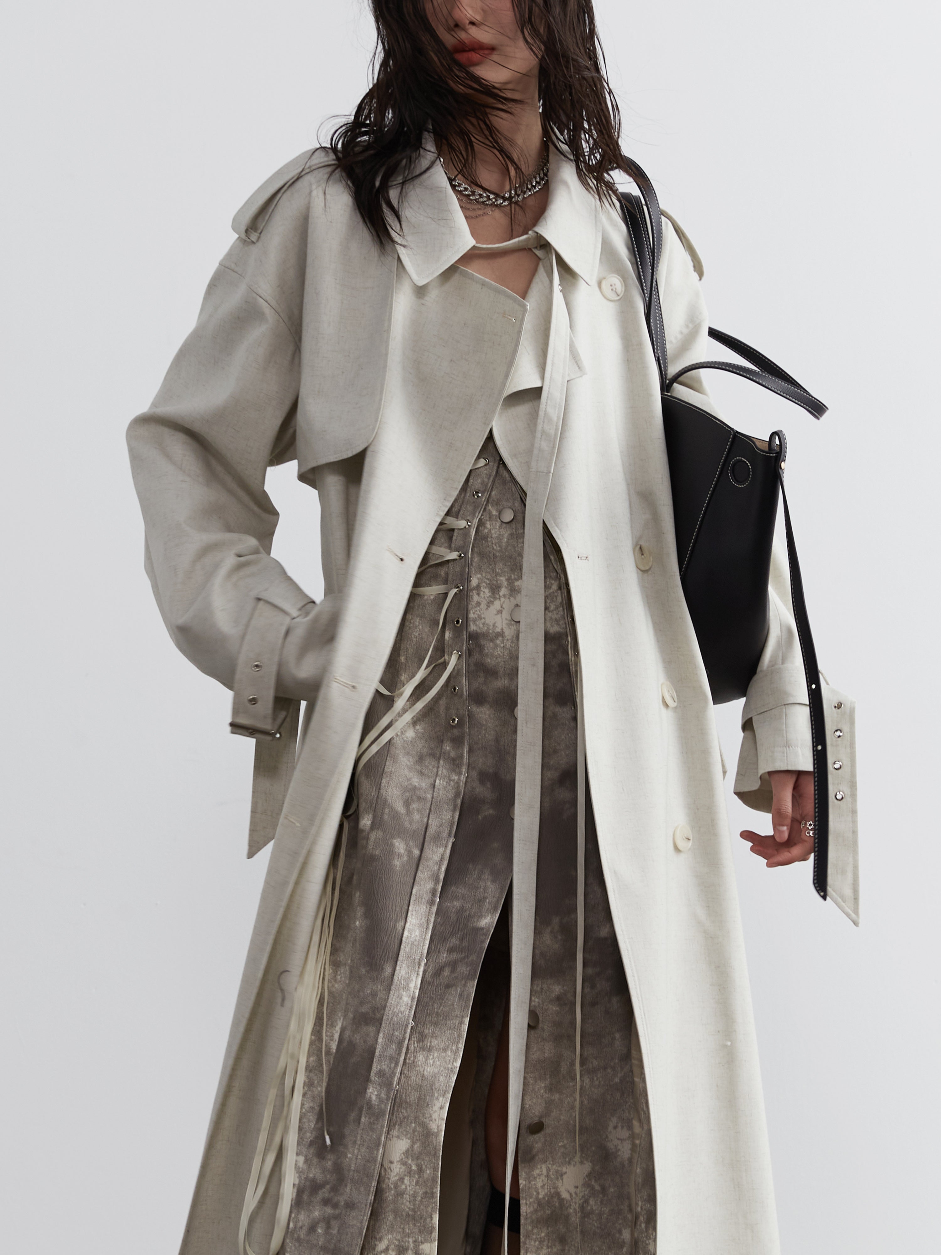 Ivory Elegance Oversized Trench Coat