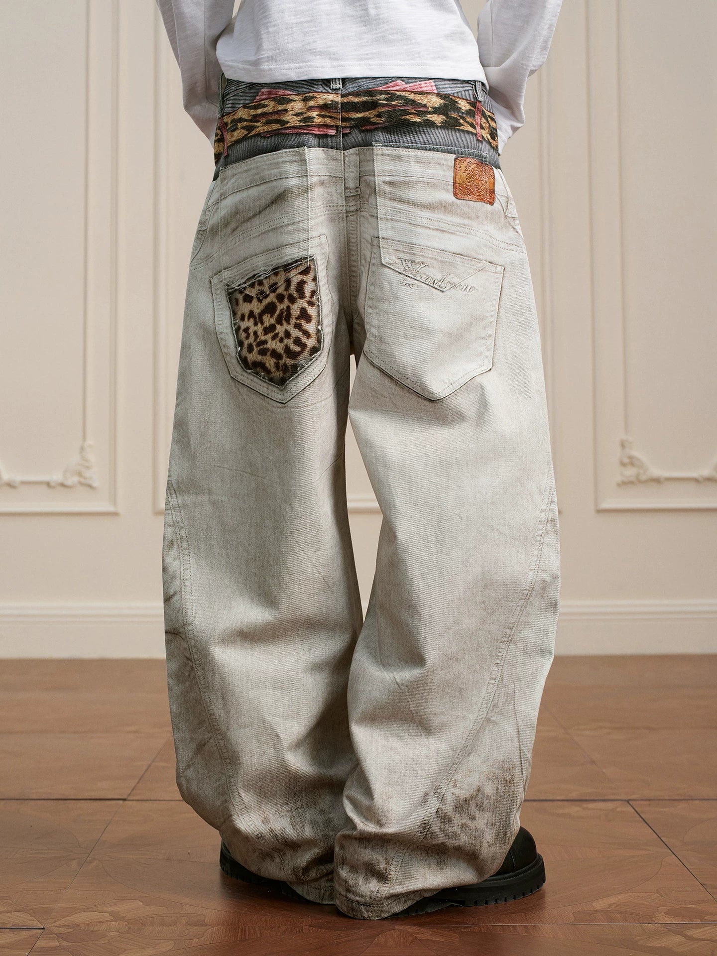 Corset Lace Up Utility Cargo Jeans