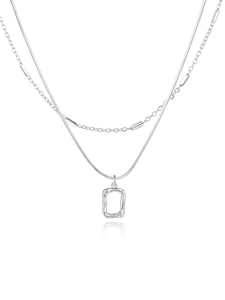 Layered Mini Frame Pendant Necklace - view 1