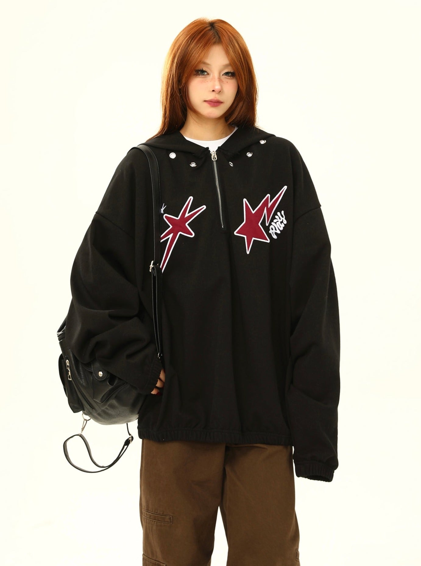 Star Print Oversized Anorak Jacket