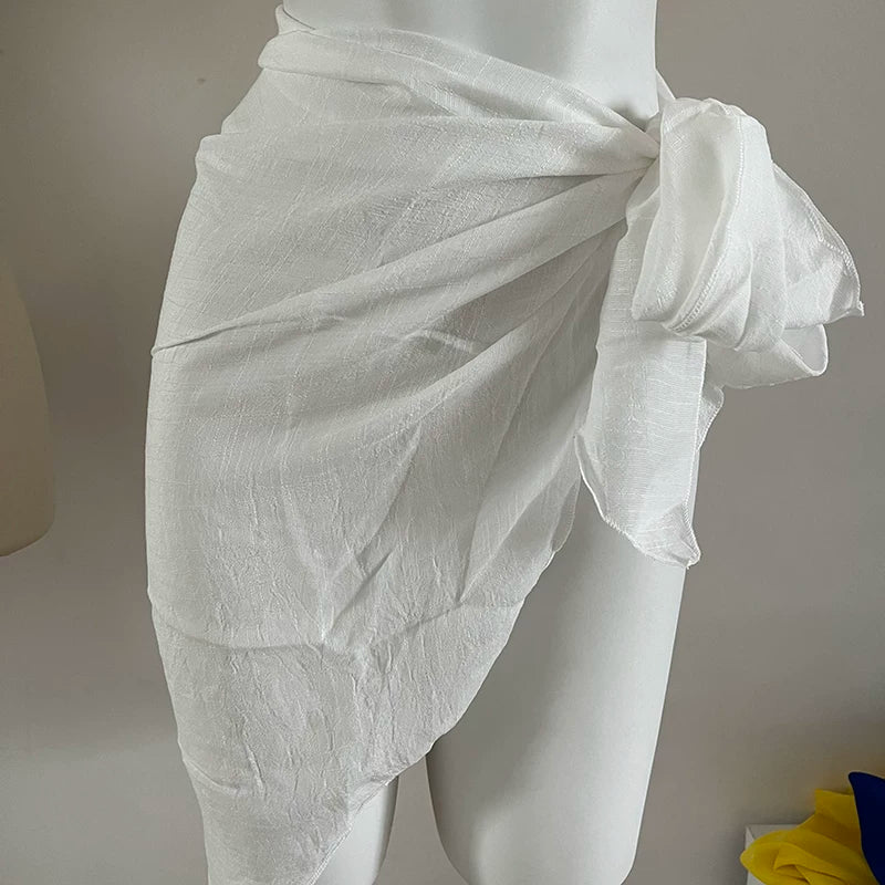 Sunburst Sheer Tie-Front Beach Sarong