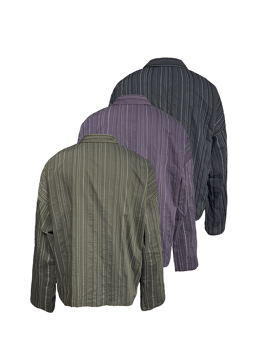 Textured Vertical-Stripe Button Shirt