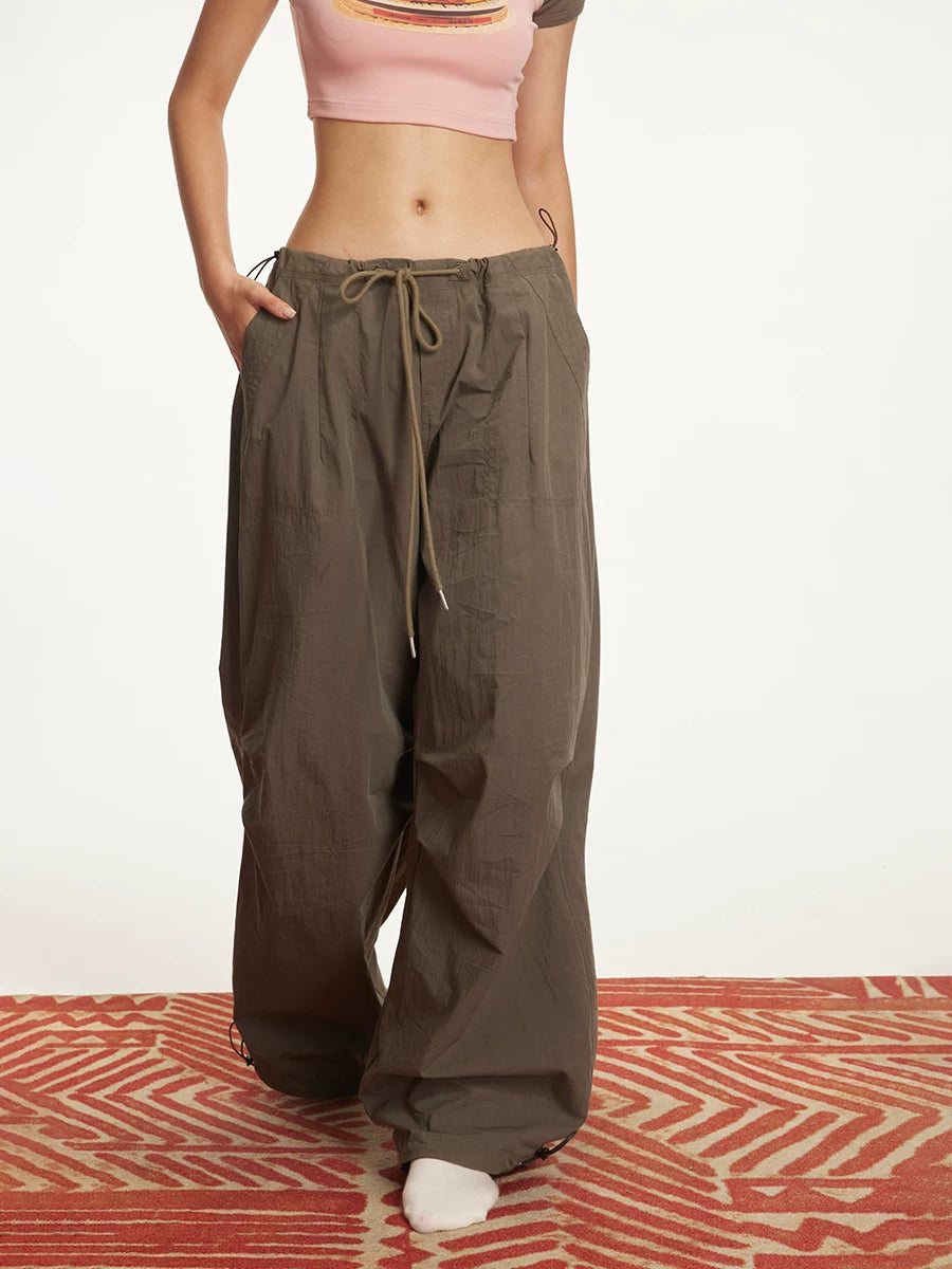 Relaxed Drawstring Parachute Cargo Pants
