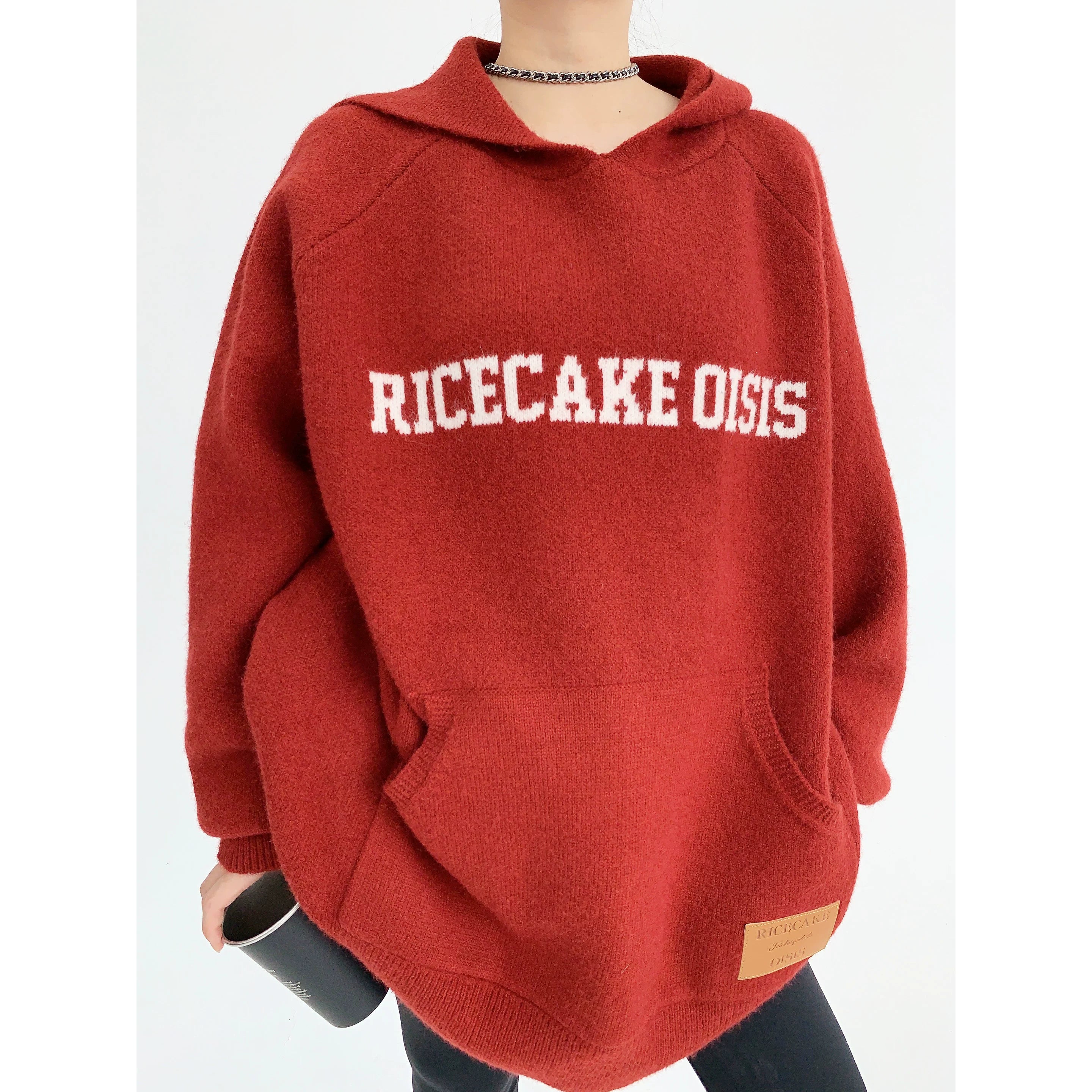 Brick Cozy Logo Knit Hoodie